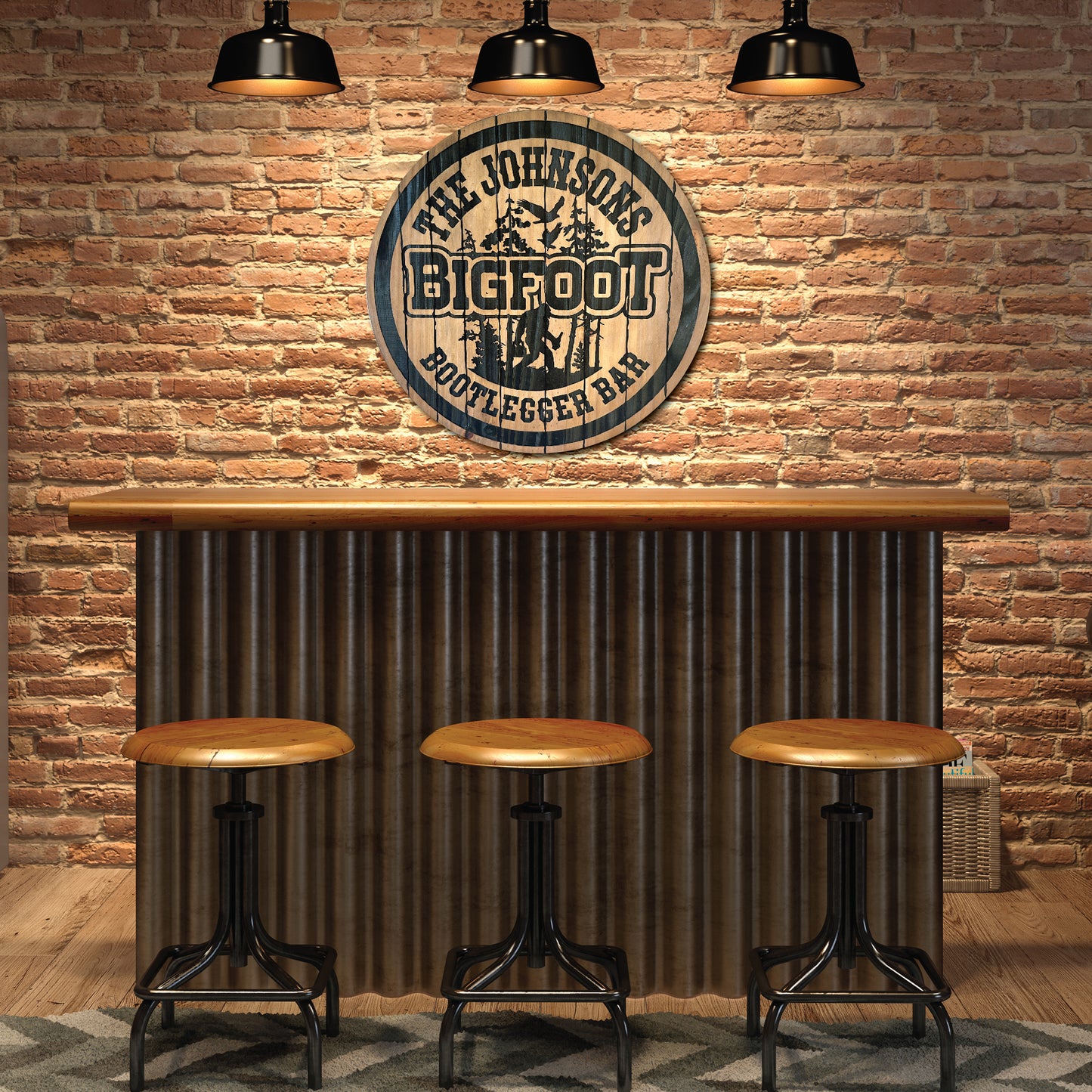 Personalized Bigfoot Whiskey/Bourbon Barrel Lid Style Sign