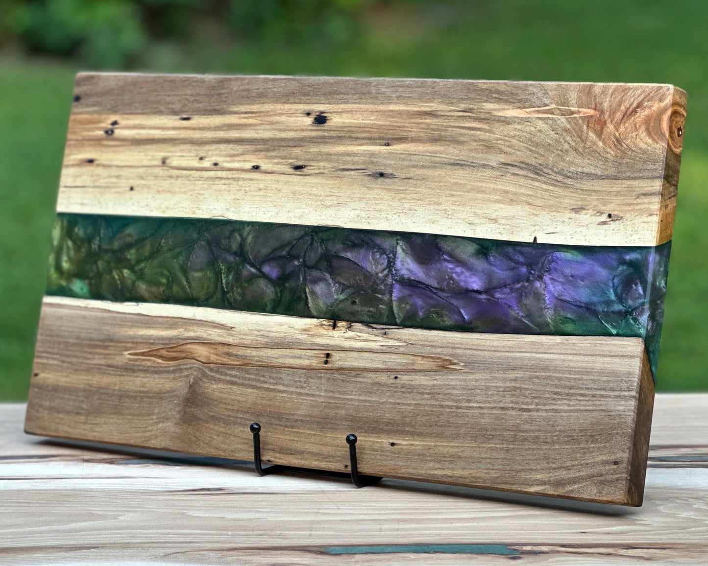 Spalted Maple Wood and Blended Color Epoxy Cutting Board