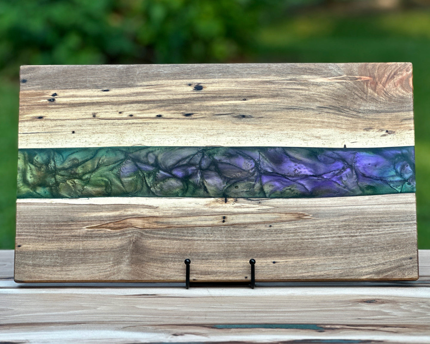 Spalted Maple Wood and Blended Color Epoxy Cutting Board