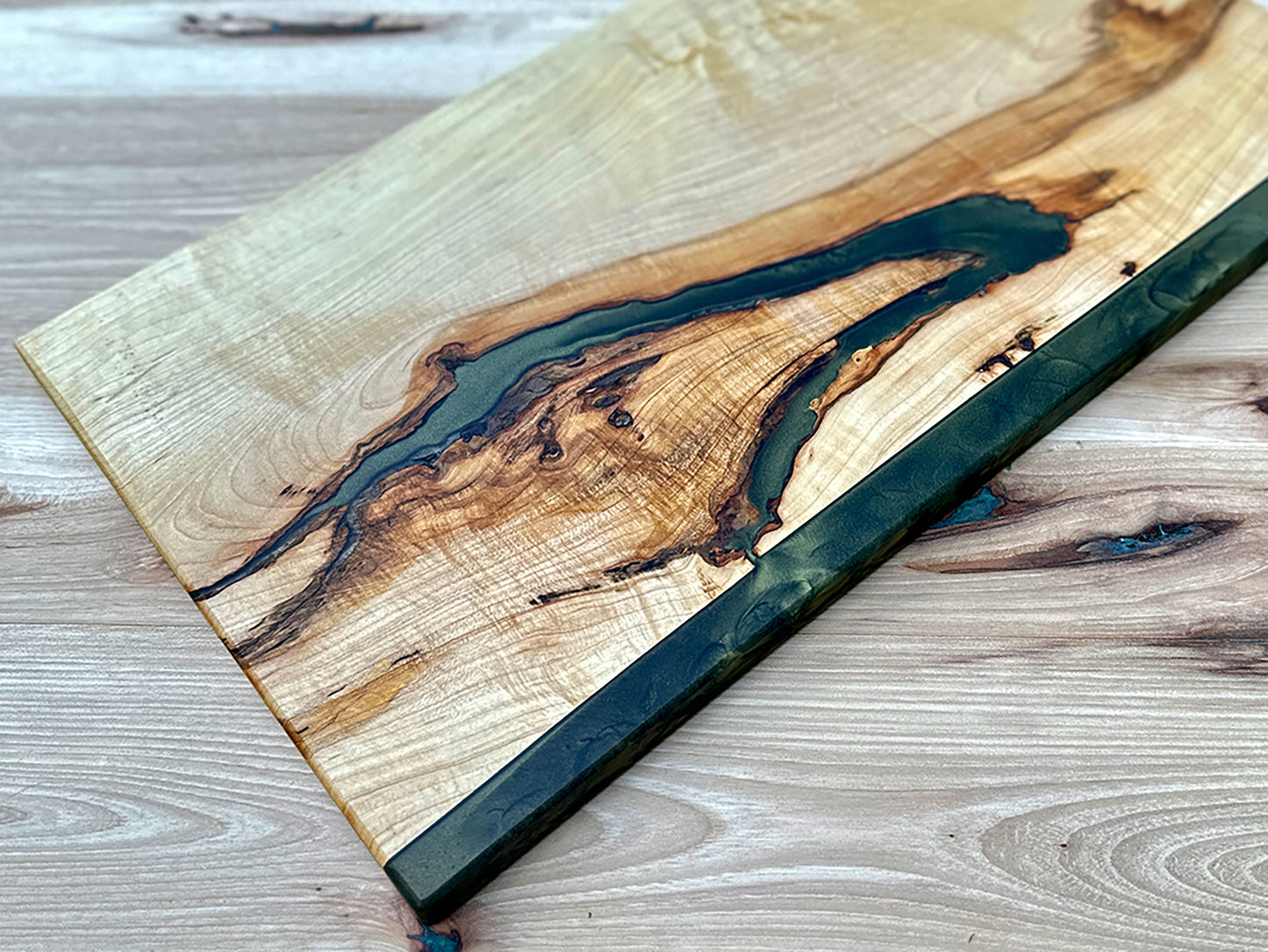 Amazing Hickory Wood Epoxy Cutting Board