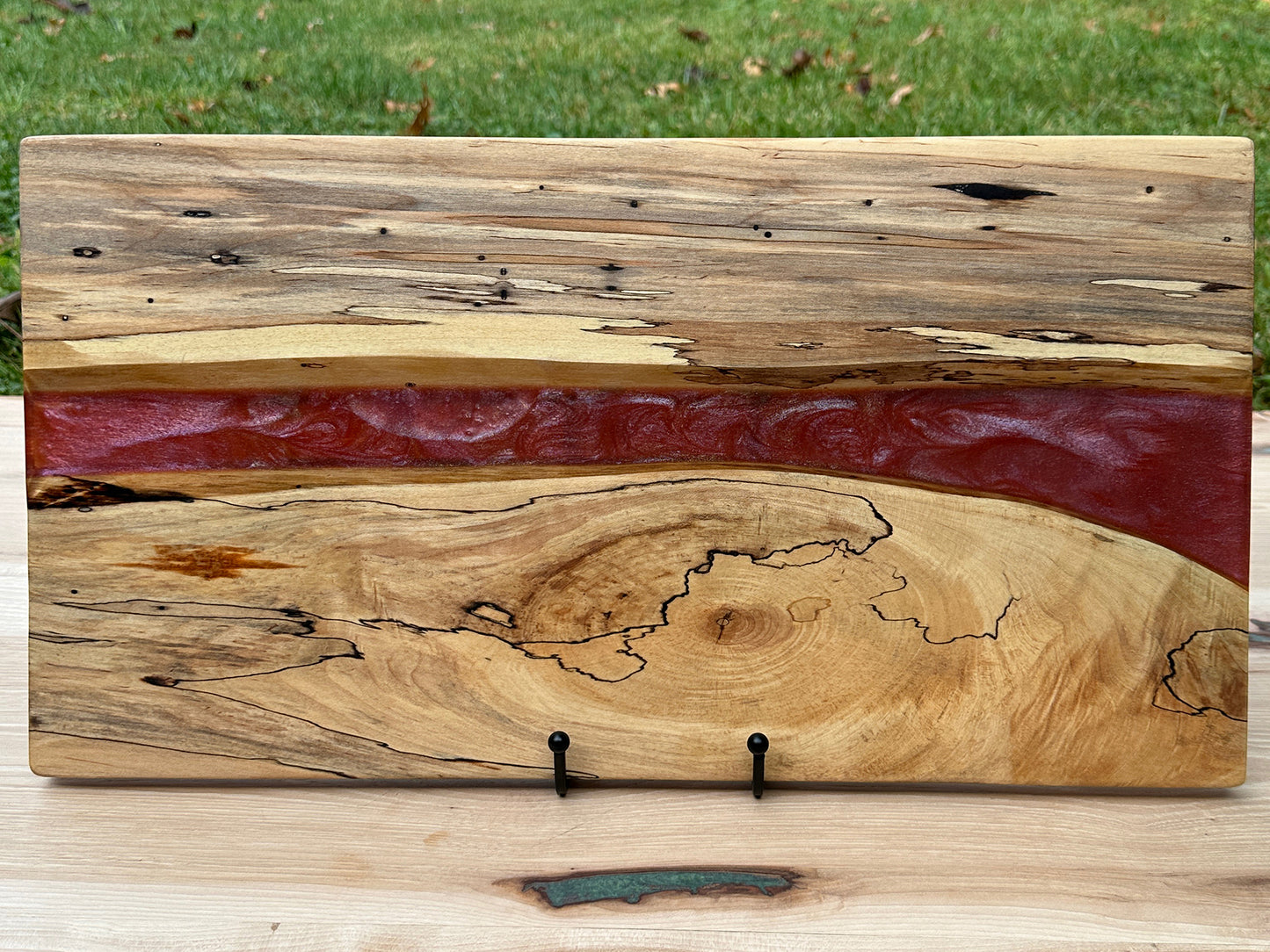Ambrosia and spalted Maple Wood Epoxy Cutting Board
