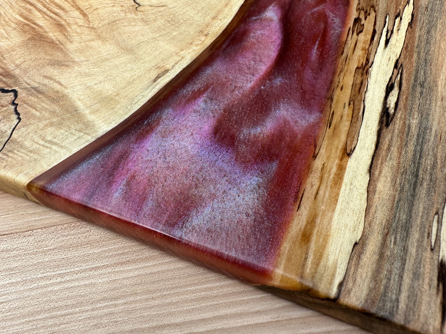 Ambrosia and spalted Maple Wood Epoxy Cutting Board
