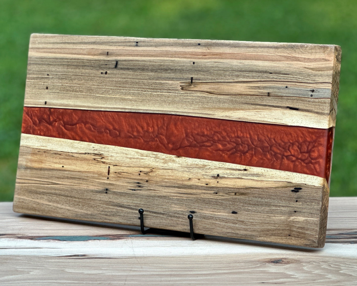 Ambrosia Maple Wood and Rustic Red Epoxy Cutting Board
