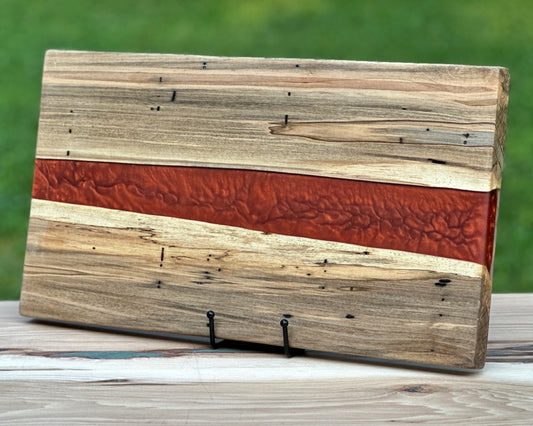Ambrosia Maple Wood and Rustic Red Epoxy Cutting Board