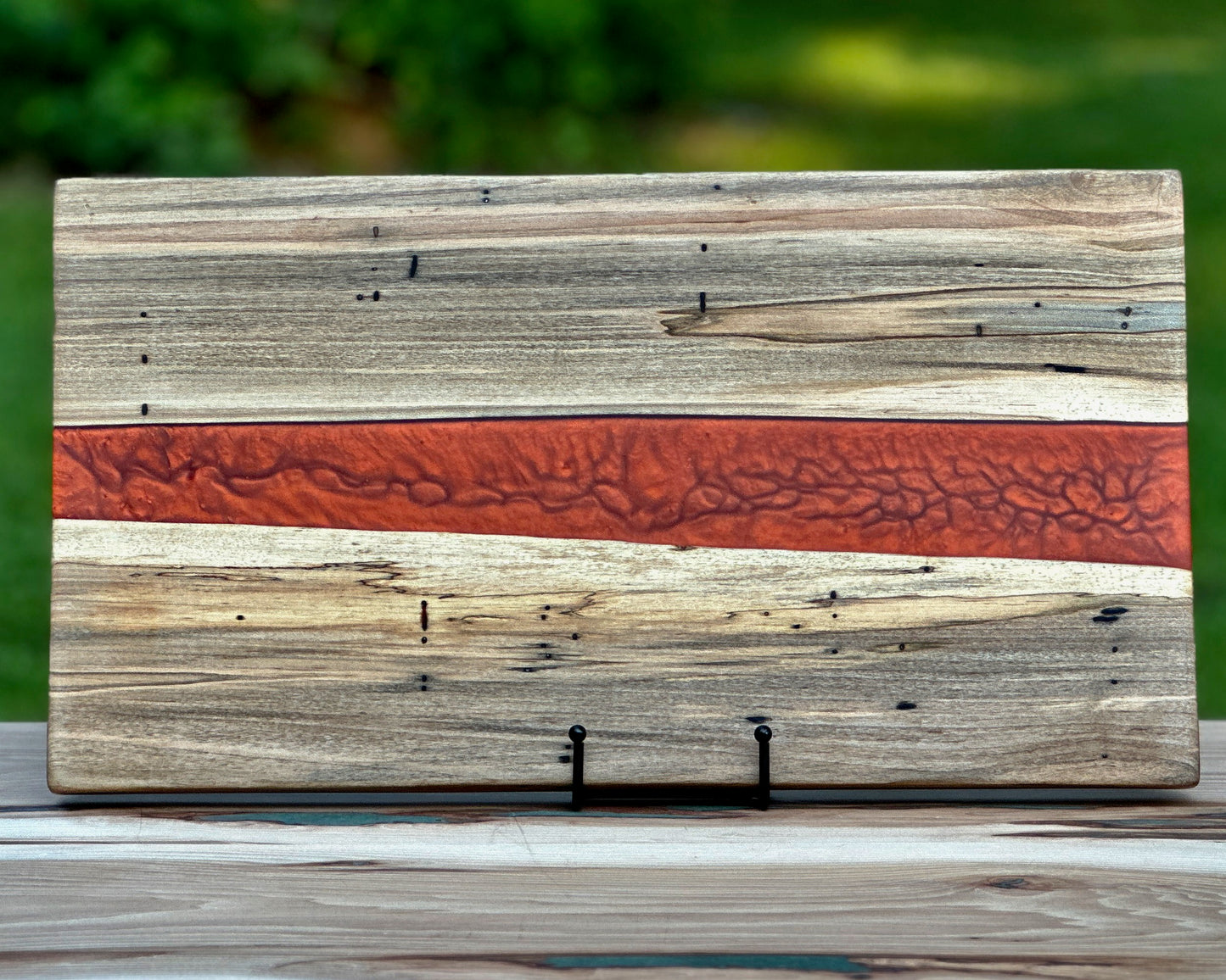Ambrosia Maple Wood and Rustic Red Epoxy Cutting Board