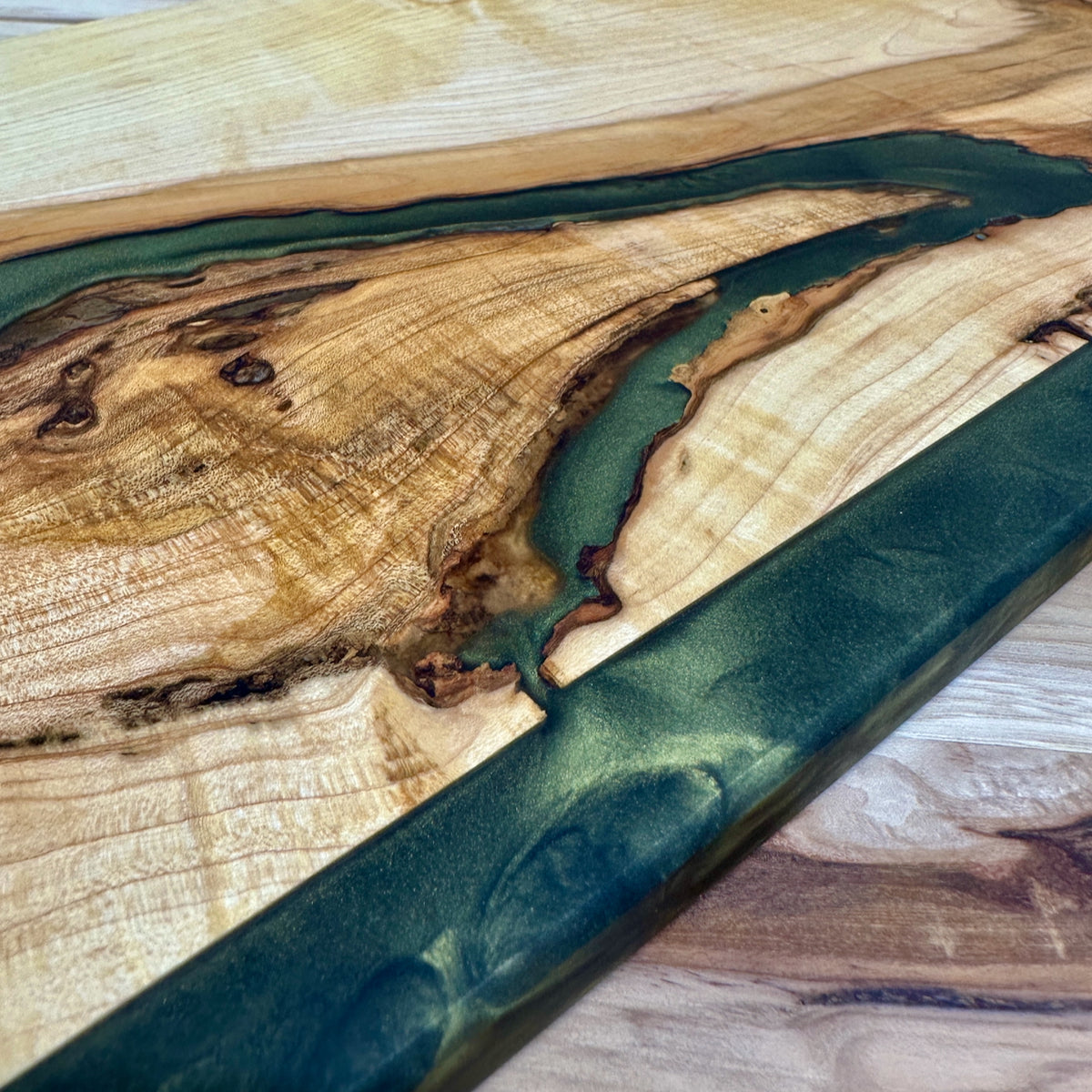 Handcrafted Epoxy Hickory Hardwood Cutting Board