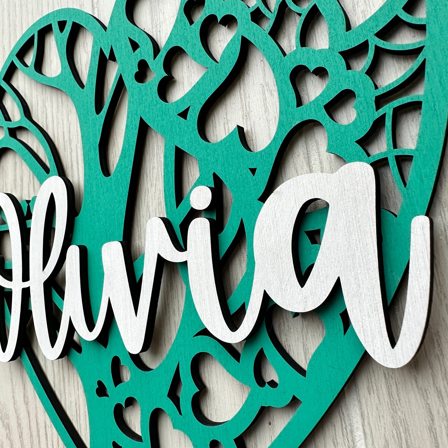 Tree and Hearts Nursery Name Sign