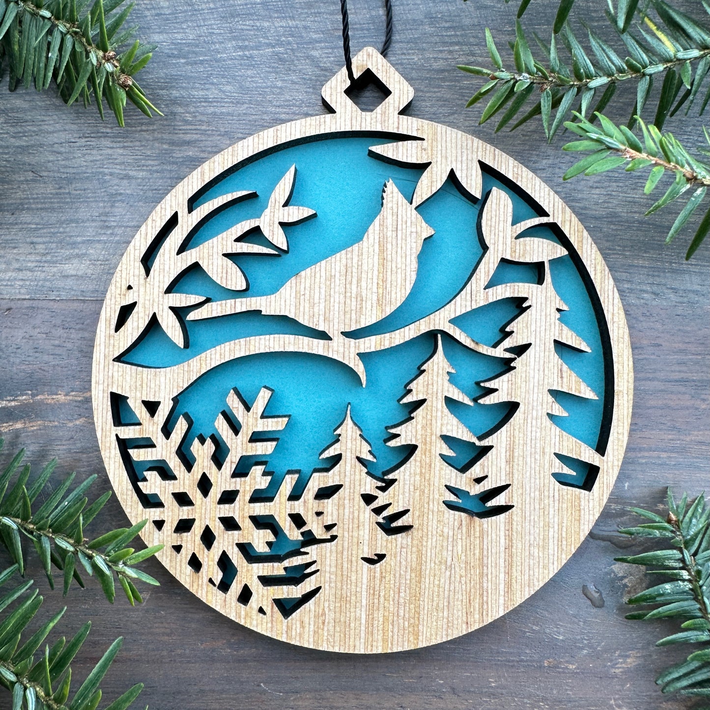 Cardinal Scene Wood Ornament