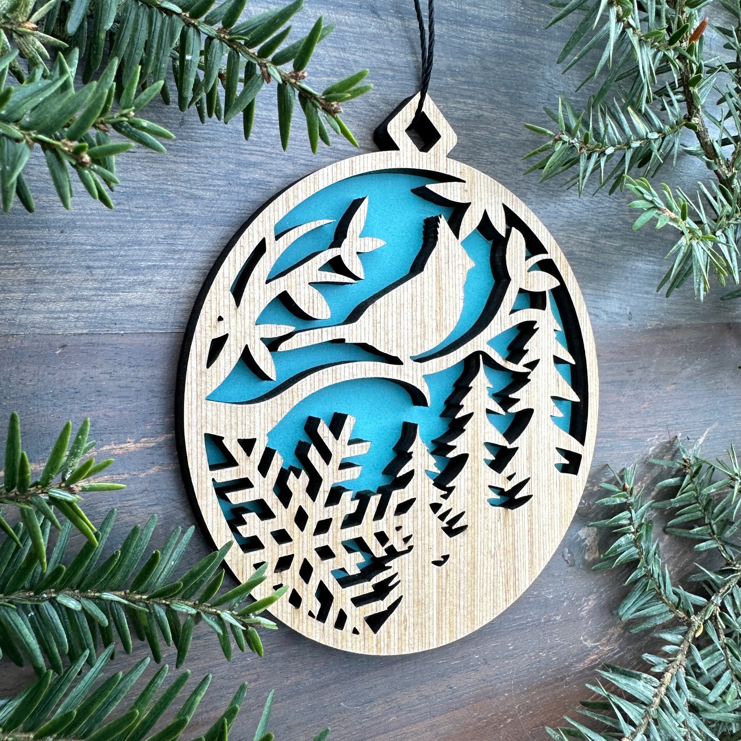 Cardinal Scene Wood Ornament