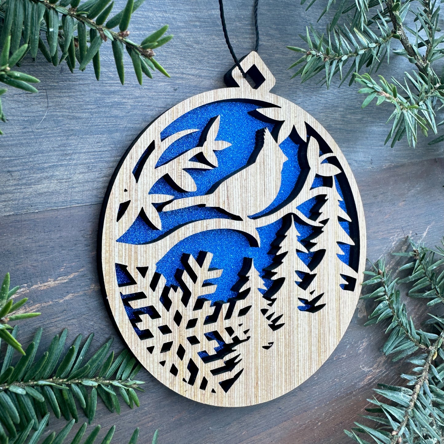 Cardinal Scene Wood Ornament