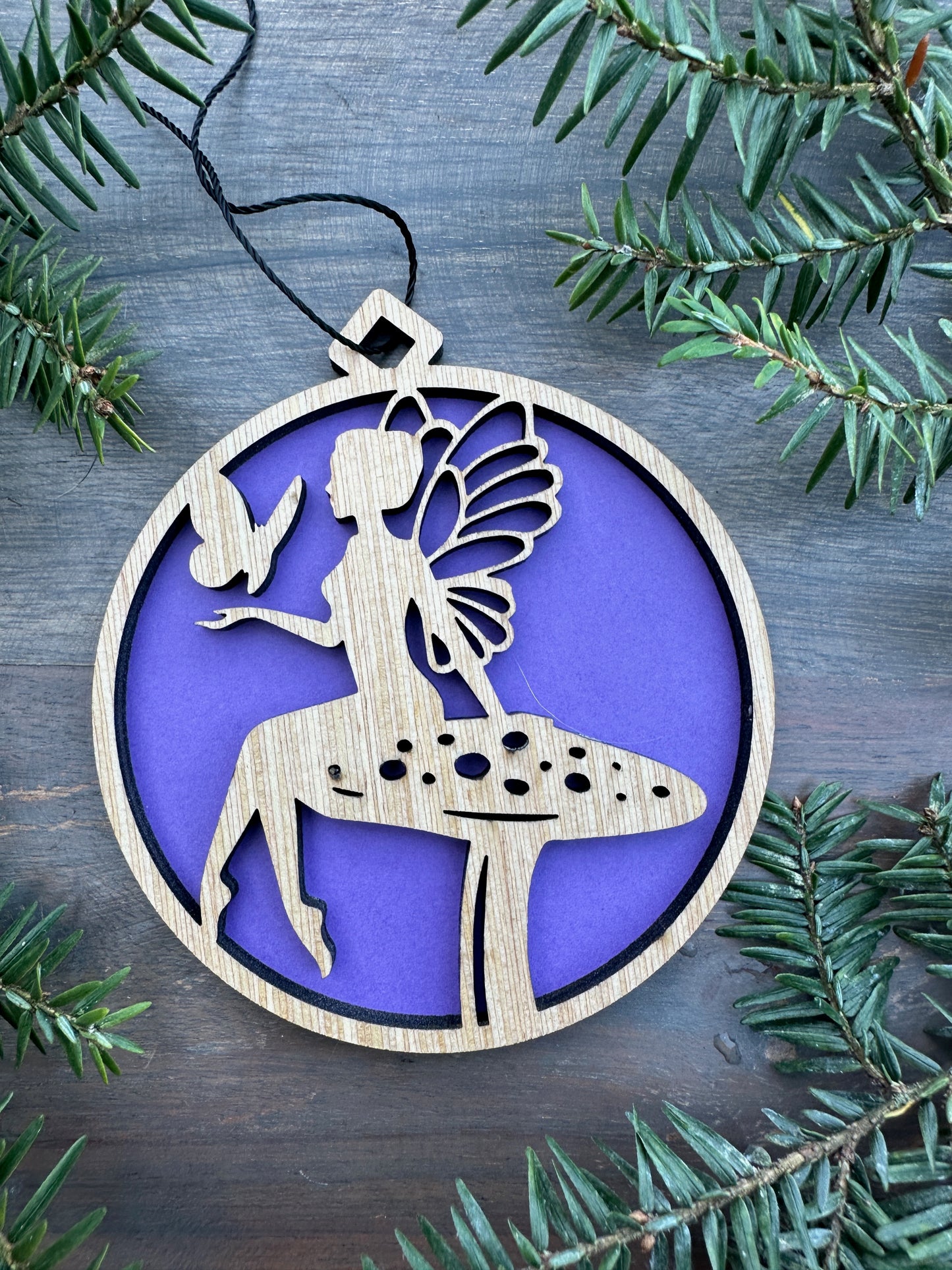 Fairy and Butterfly Wood Ornament