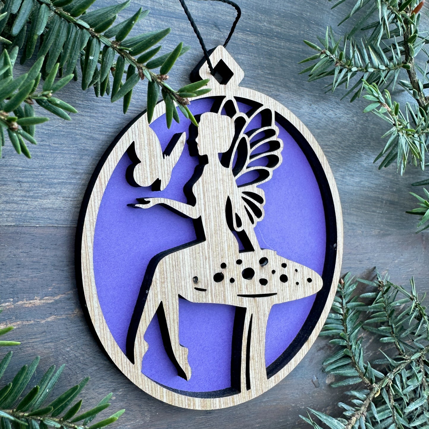 Fairy and Butterfly Wood Ornament