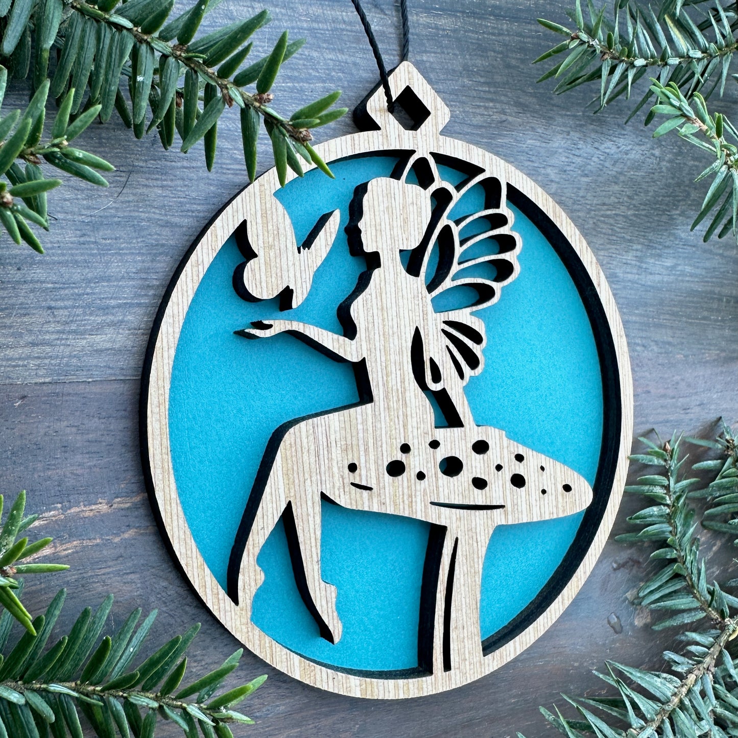 Fairy and Butterfly Wood Ornament