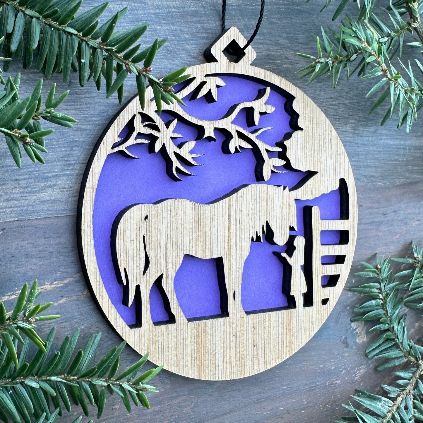Horse with Girl Wood Ornament
