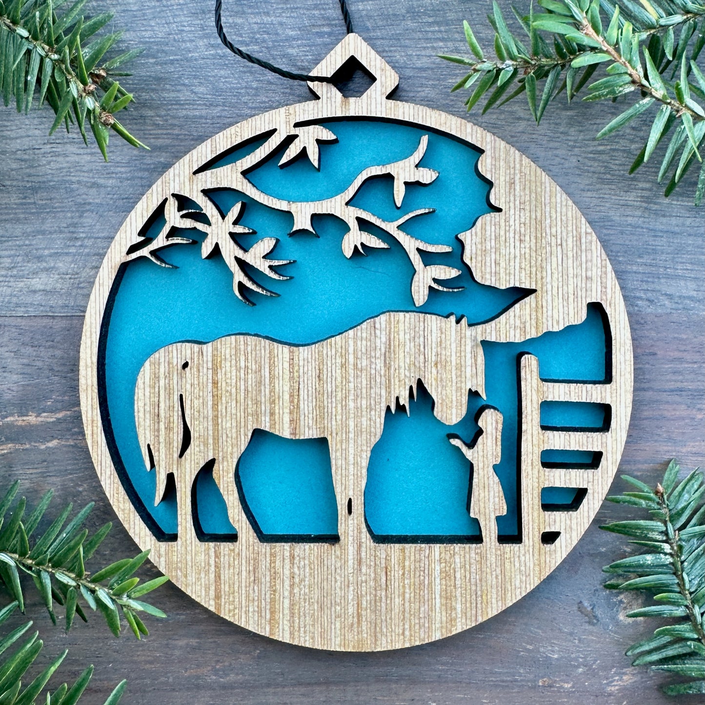 Horse with Girl Wood Ornament