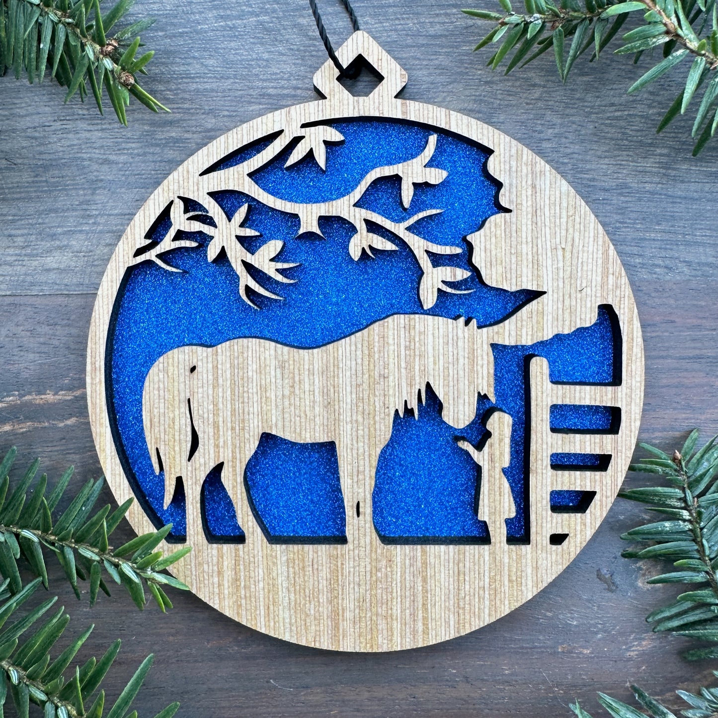 Horse with Girl Wood Ornament