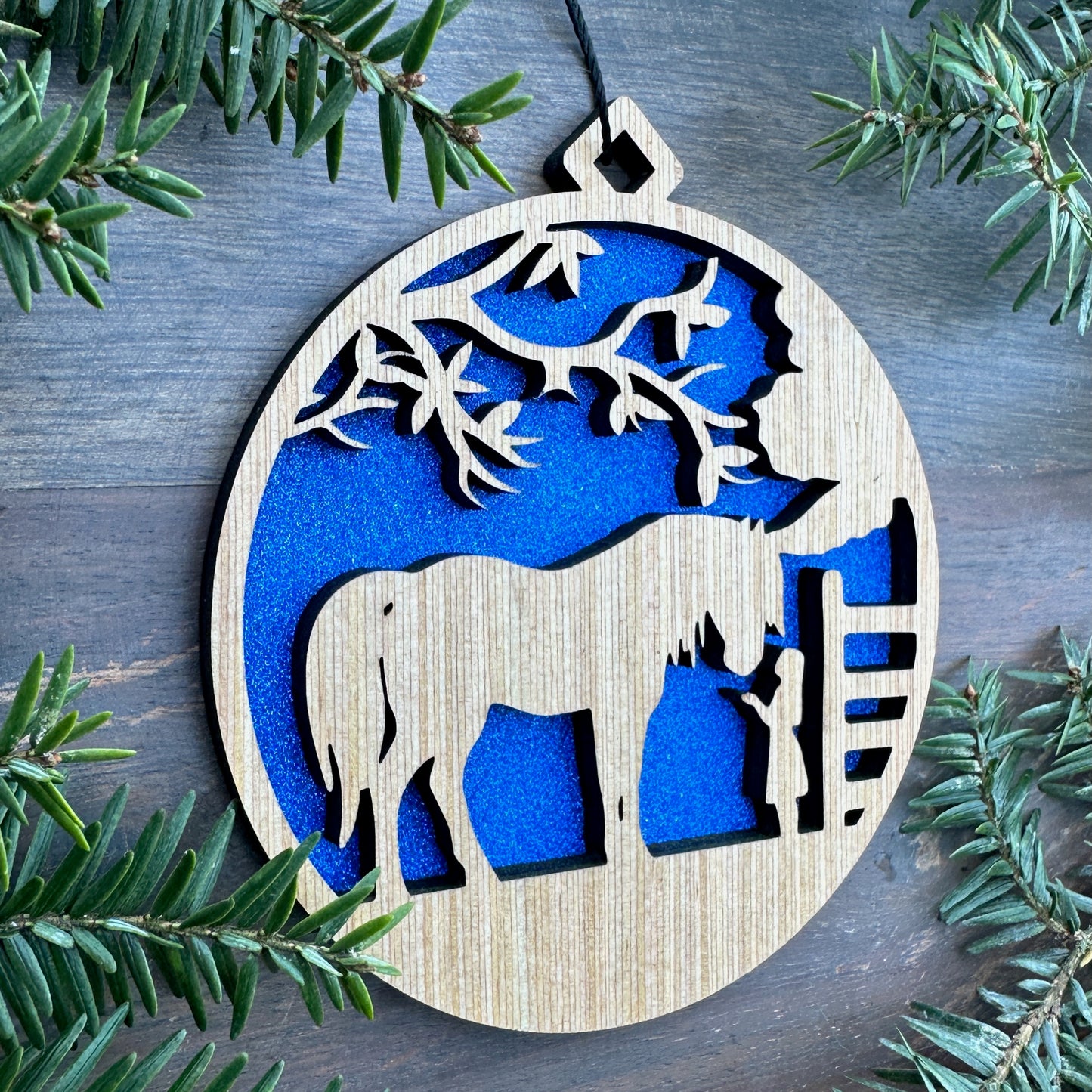 Horse with Girl Wood Ornament