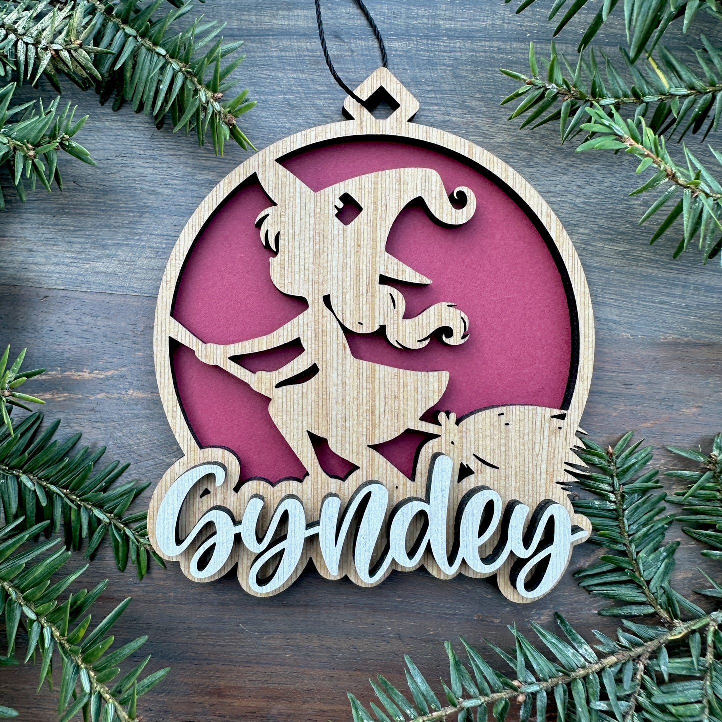 Personalized Flying Witch Wood Ornament with Name