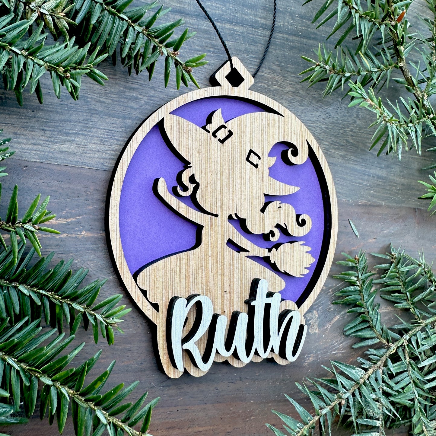 Personalized Little Witch Wood Ornament with Name