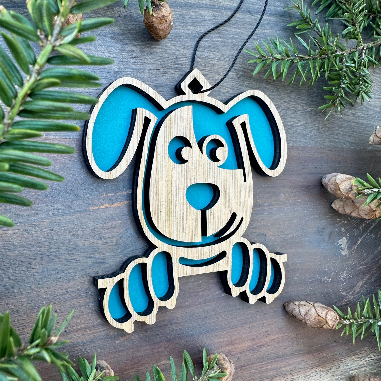 Cute Puppy Wood Ornament - 7 Colors - 2 Sizes