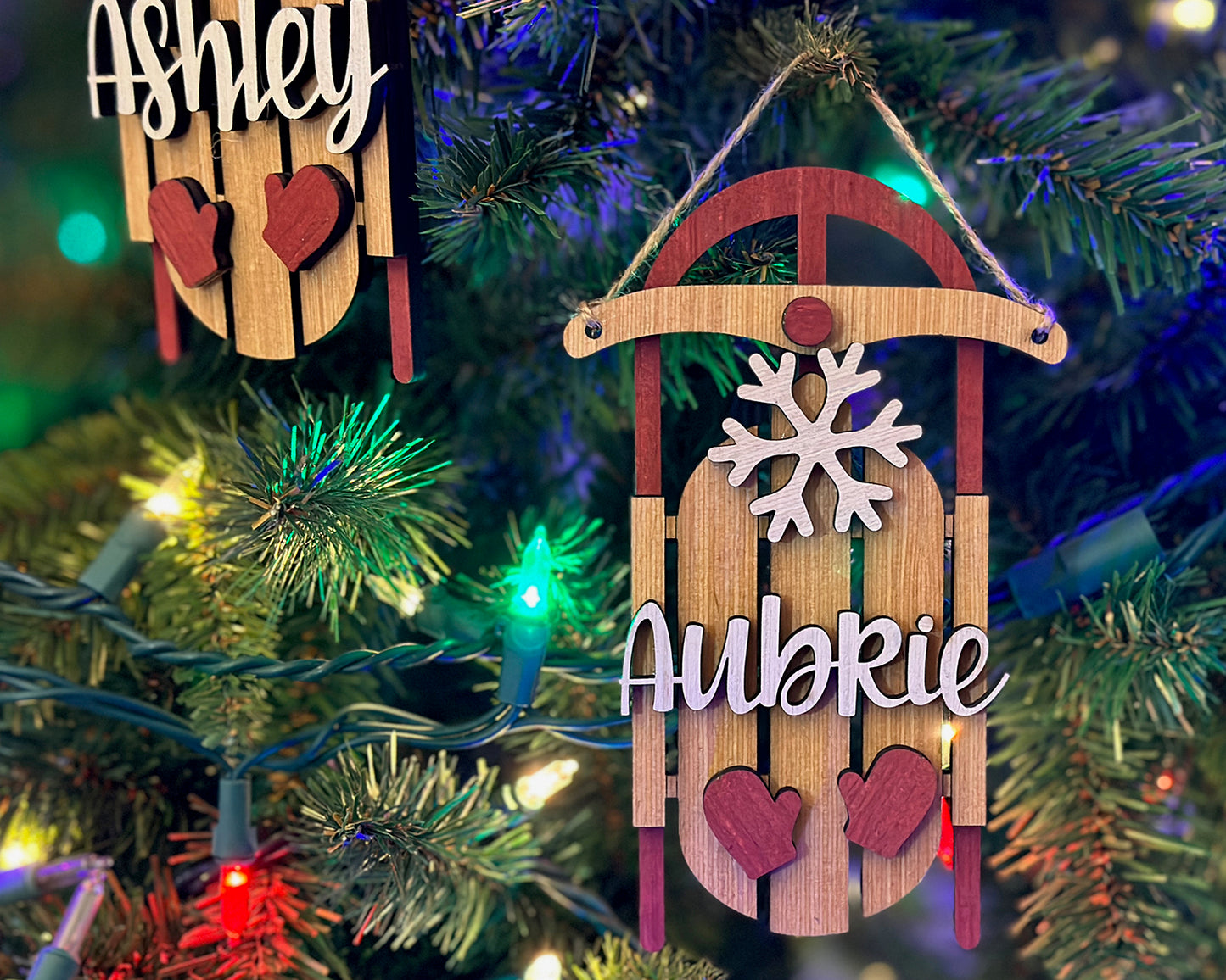 Personalized Rustic Sled Ornament