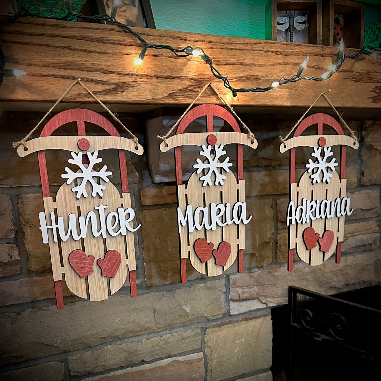 Rustic Wood Sled with Personalization - 12" Height