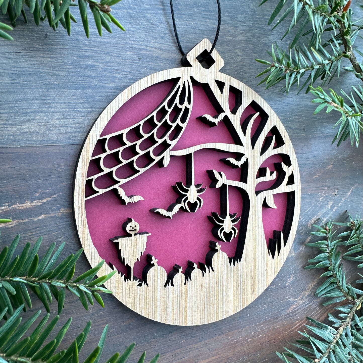 Halloween Spider Web Wood Ornament