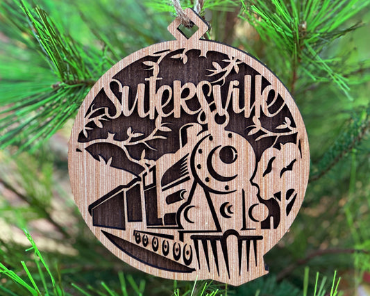 Rustic Sutersville, PA Wood Ornament