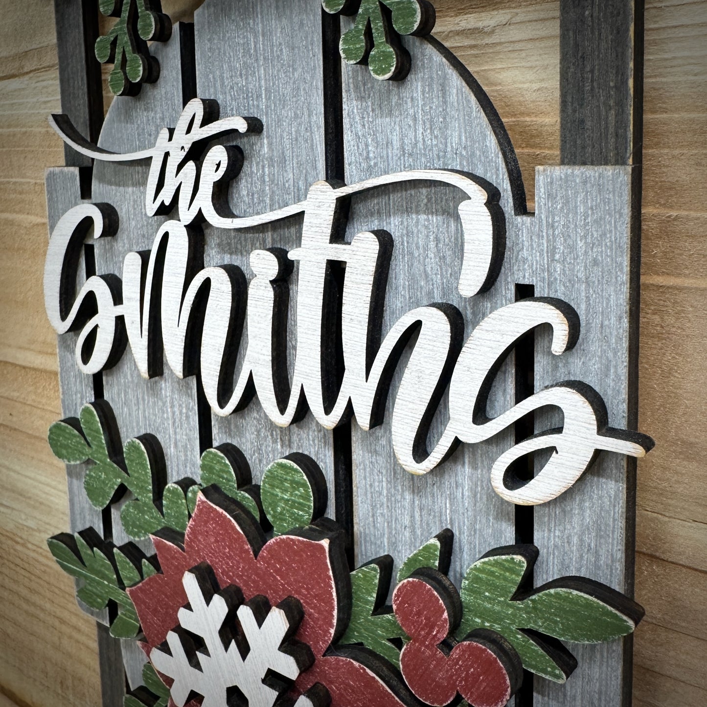 Personalized Rustic Wood Sled Christmas Decoration, Available in 2 sizes