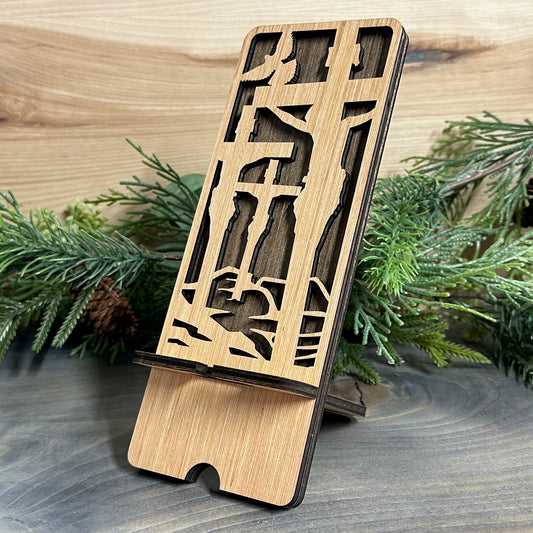 Wood Phone Stand and Decor - Jesus on the Cross