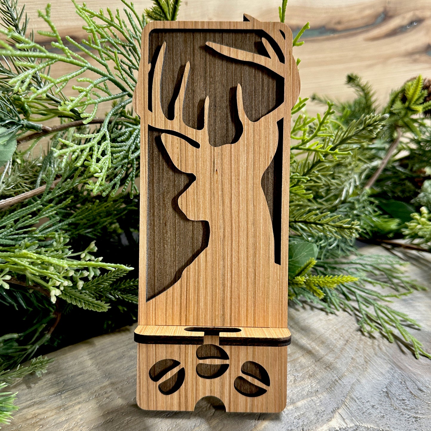 Wood Phone Stand and Decor - Big Whitetail Buck