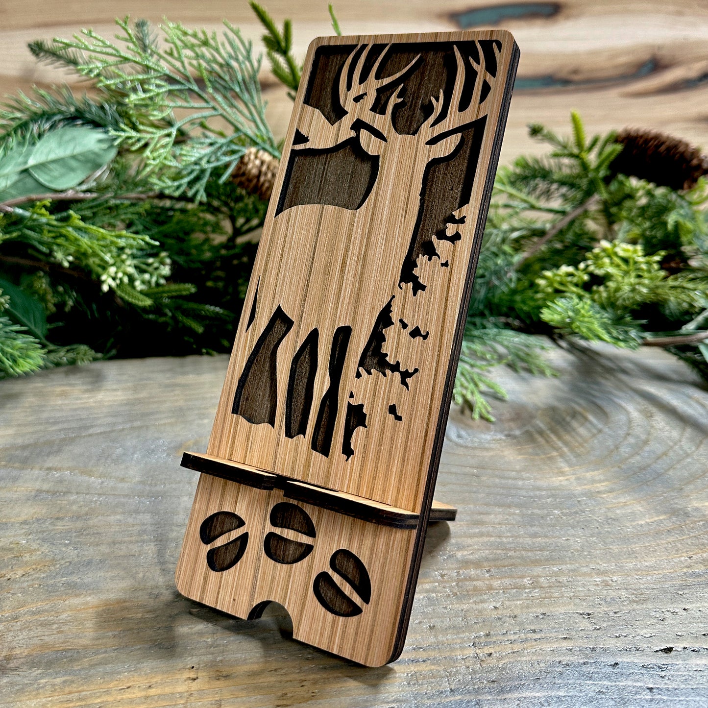 Wood Phone Stand and Decor - Whitetail Buck