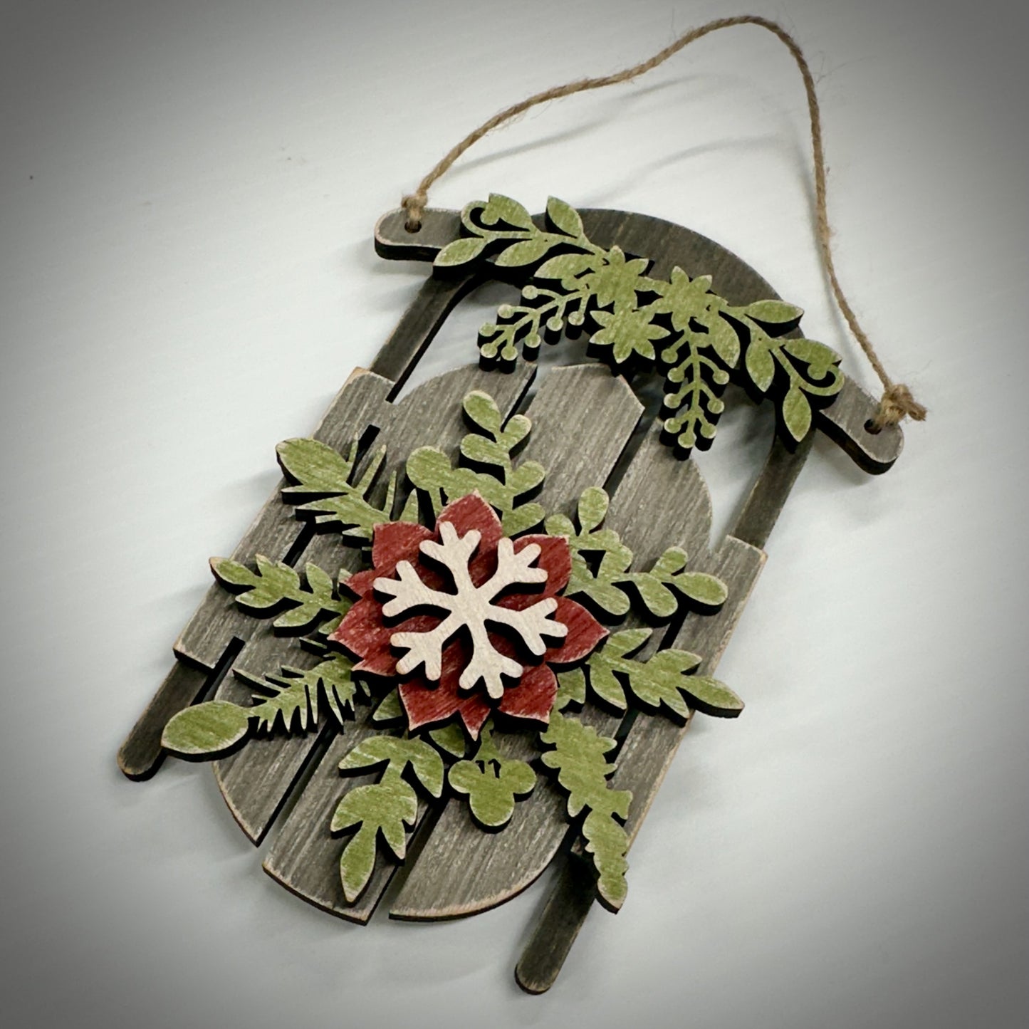 Rustic Christmas Sled Ornament