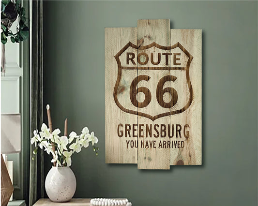 Large Route 66 Greensburg Rustic Wall Art