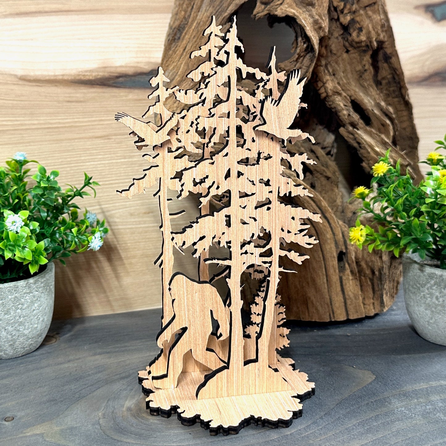Three Dimension Bigfoot Scene Centerpiece