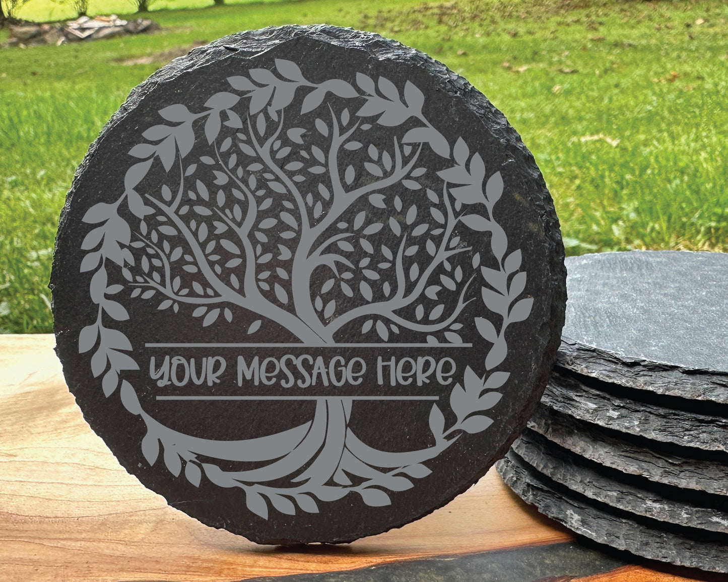 Personalized Celtic Tree Slate Coaster
