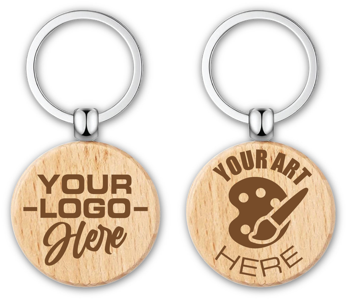 Personalized Round Wood Keychain