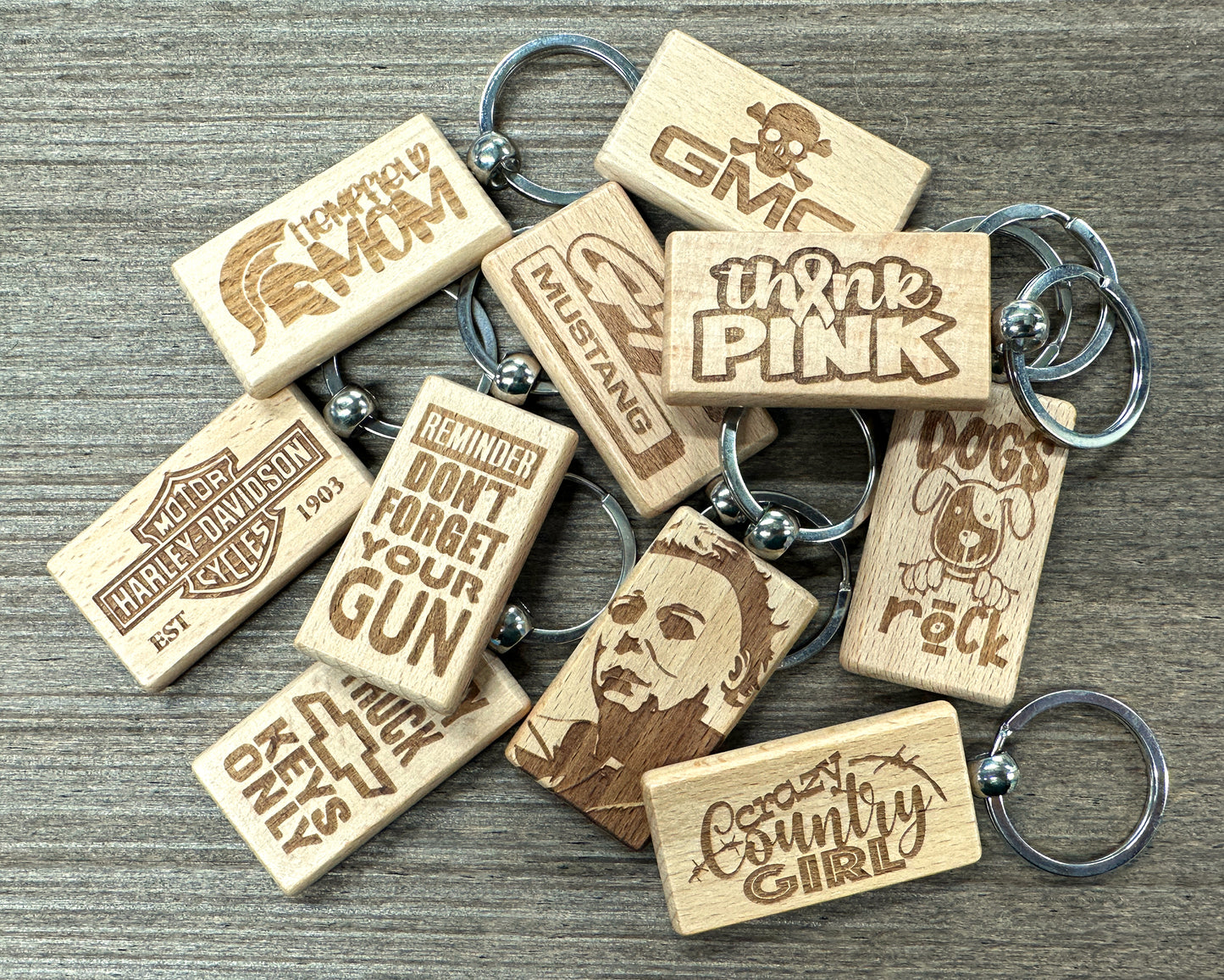 Personalized Rectangle Wood Keychain