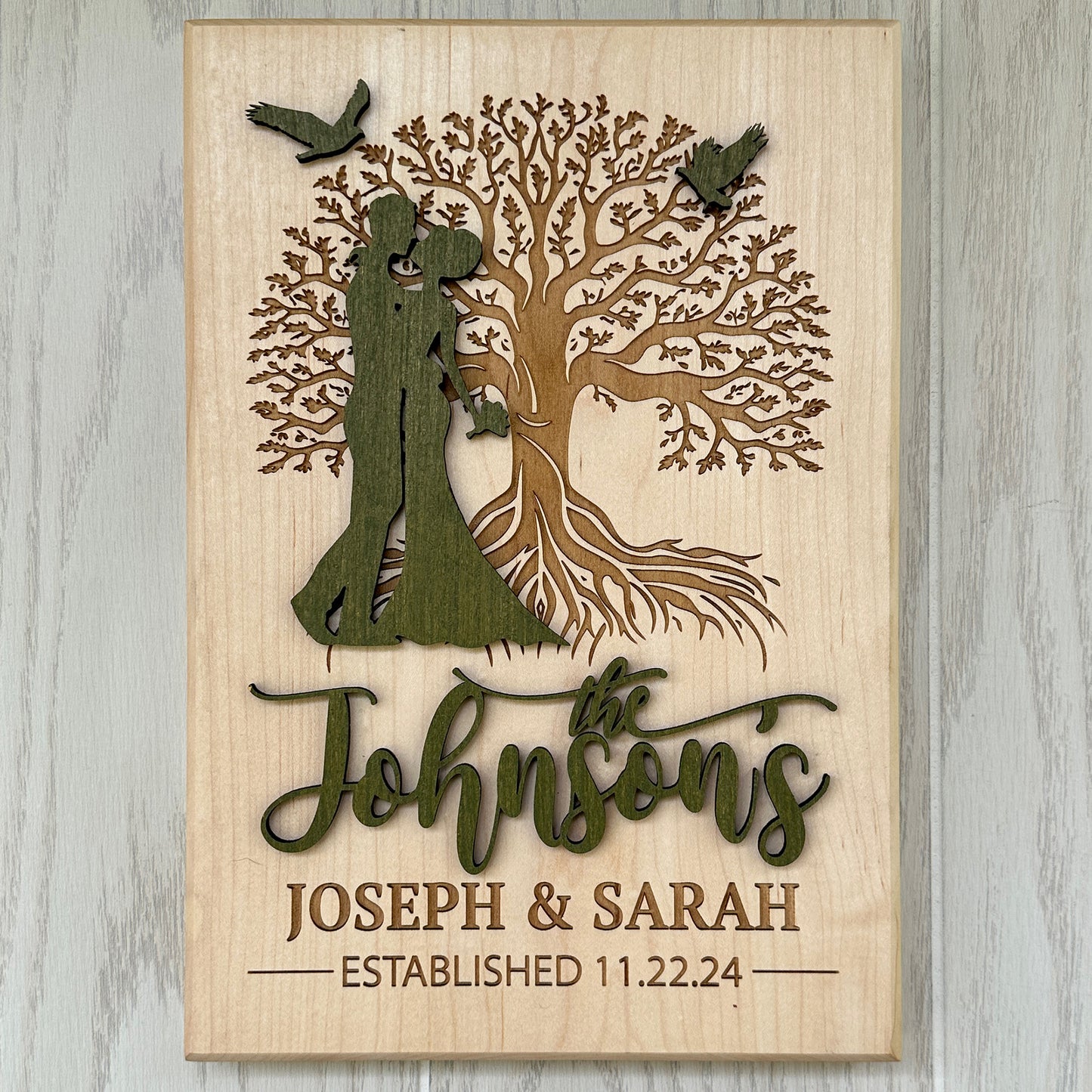 Personalized Tree of Life Engraved and Raised Cut Wedding Gift