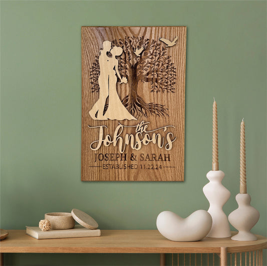 Personalized Tree of Life Engraved and Raised Cut Wedding Gift