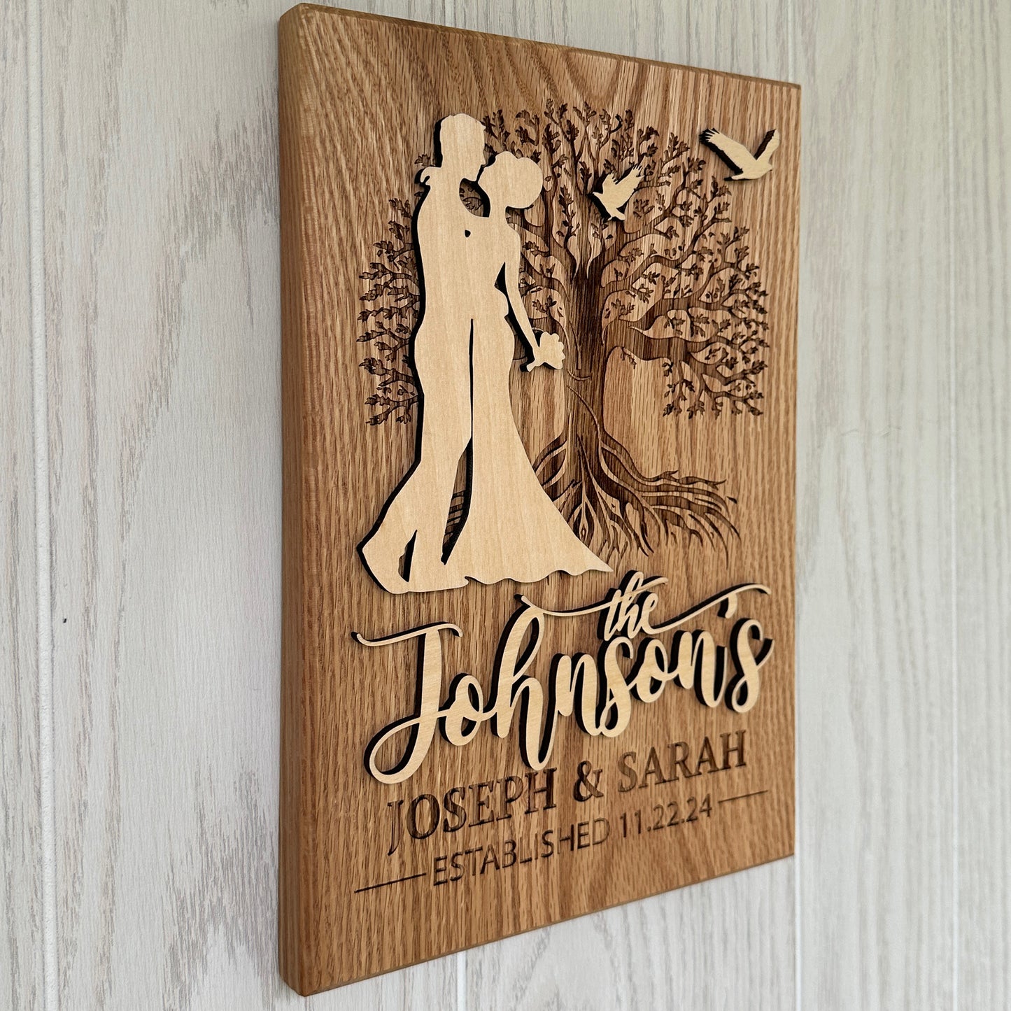 Personalized Tree of Life Engraved and Raised Cut Wedding Gift