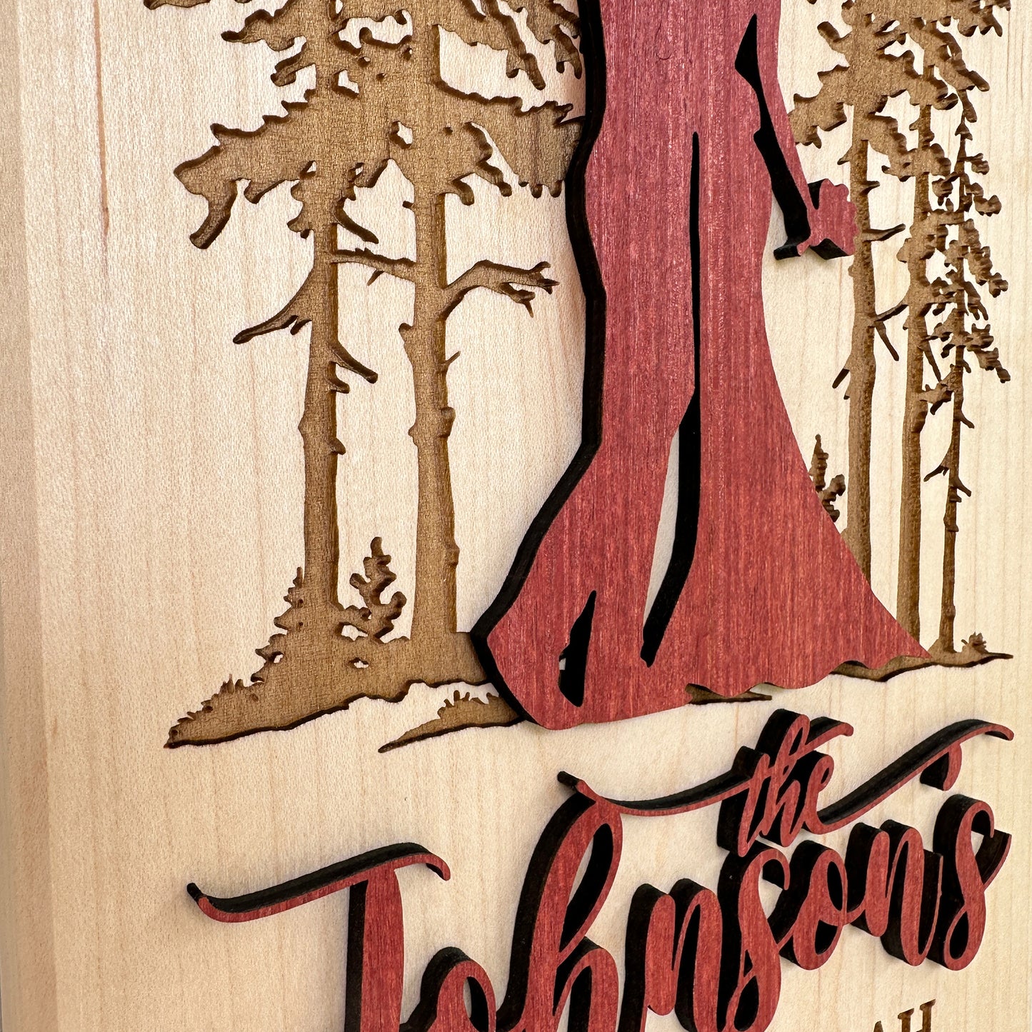 Personalized Tall Pines Engraved and Raised Cut Wedding Gift