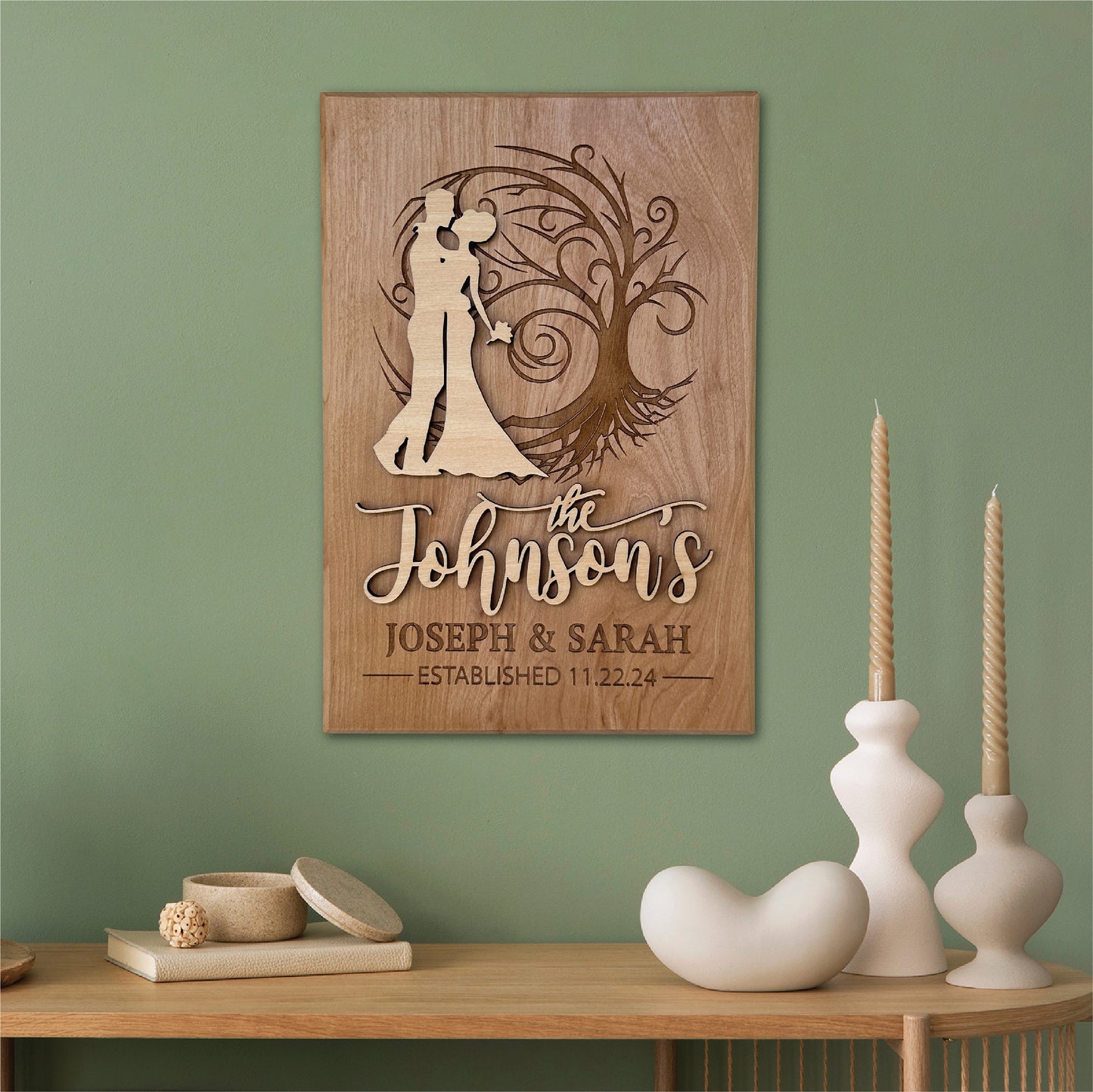 Personalized Whimsical Hard Engraved and Raised Cut Wedding Gift