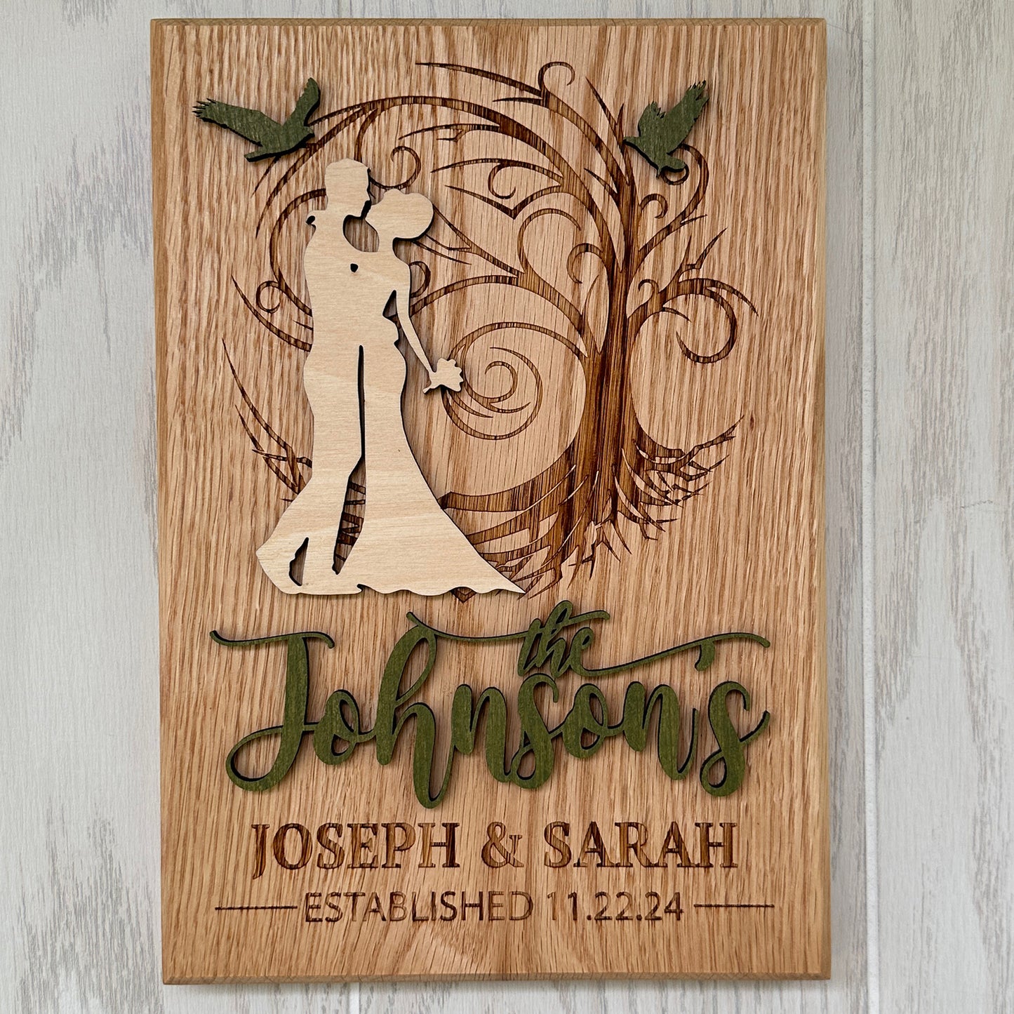 Personalized Whimsical Hard Engraved and Raised Cut Wedding Gift