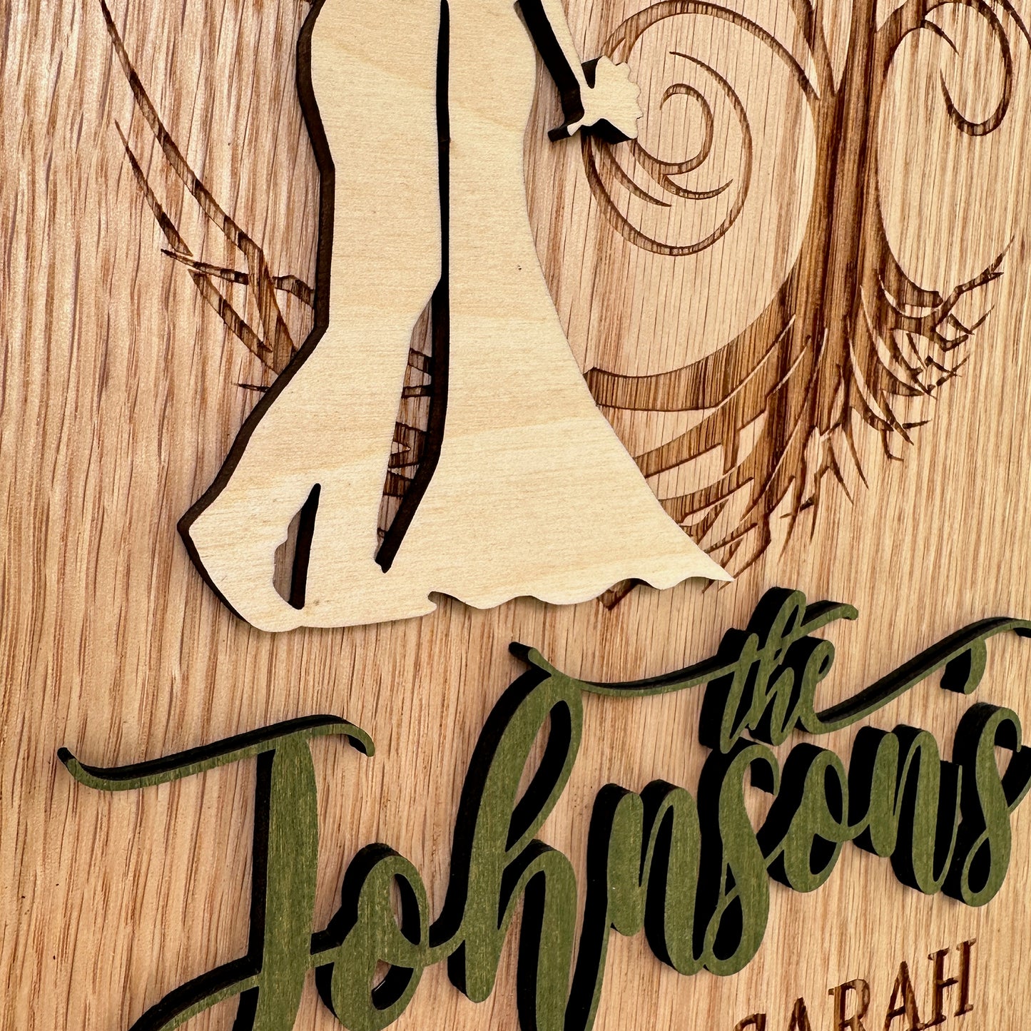 Personalized Whimsical Hard Engraved and Raised Cut Wedding Gift