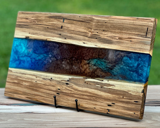 Spalted Maple Wood and Blended Color Epoxy Cutting Board