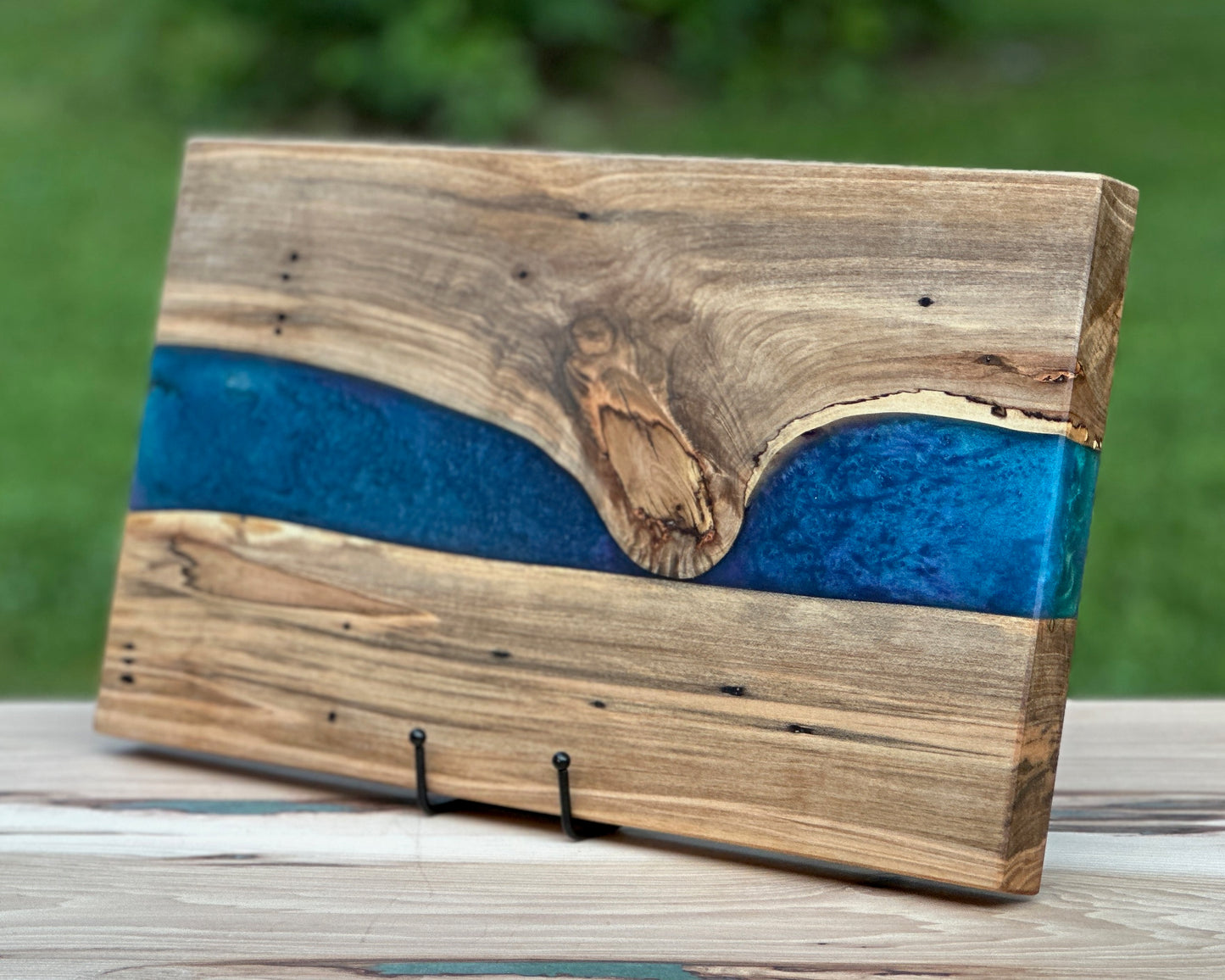 Spalted Maple and Deep Blue Epoxy Cutting Board