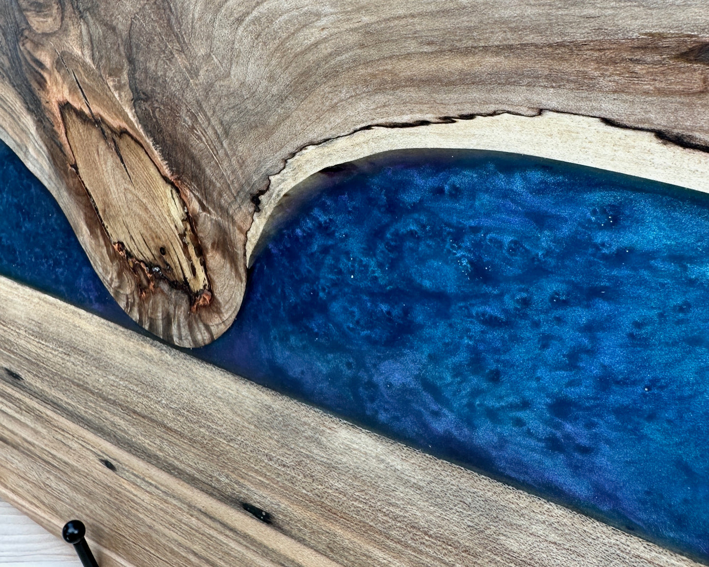Spalted Maple and Deep Blue Epoxy Cutting Board