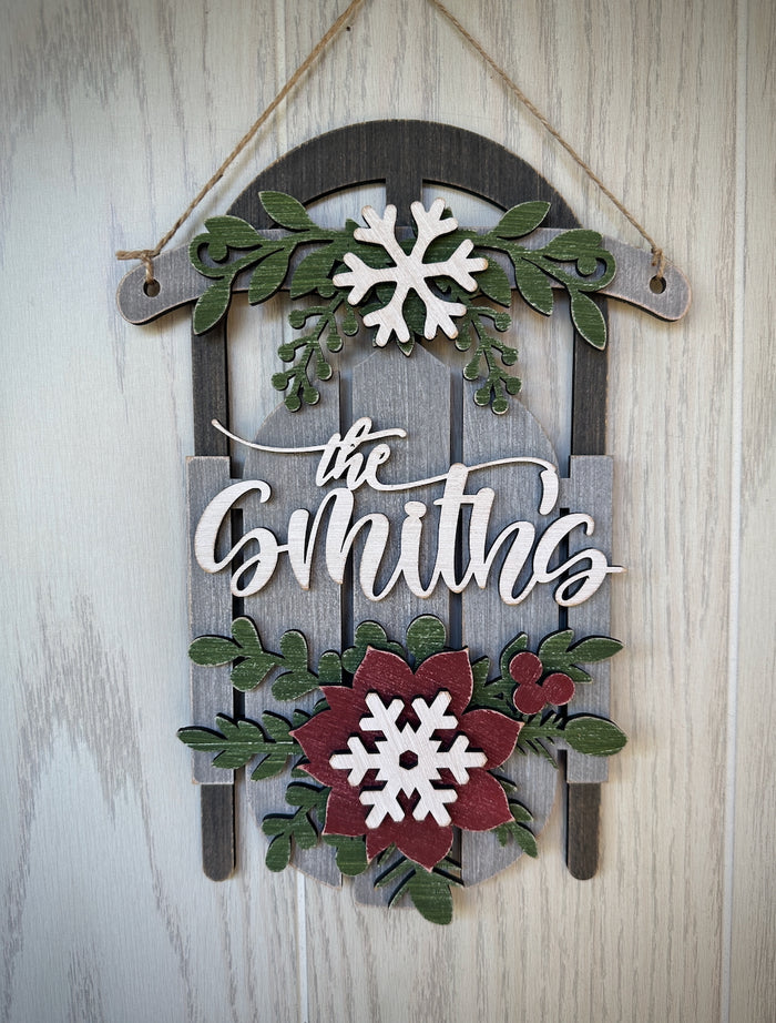 Rustic Personalized Sled Ornament