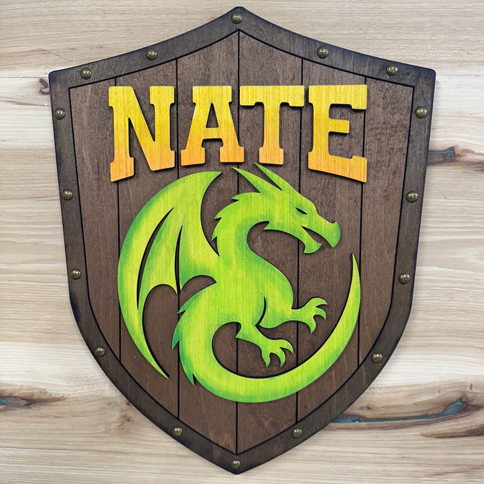 Personalized Dragon Shield Wall Art